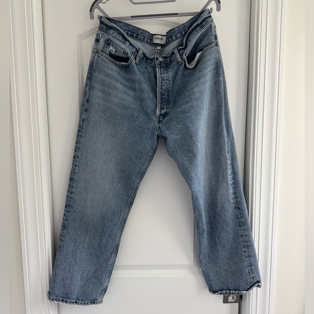 Agolde womens Relaxed straight legJeans in Light Blue - Picture 2 of 8